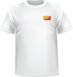 T-Shirt 100% coton blanc ATC avec le drapeau du Bhoutan au coeur