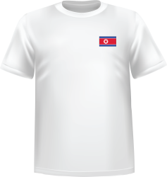 T-Shirt 100% coton blanc ATC avec le drapeau de la Corée du nord au coeur