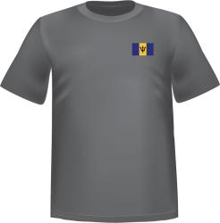 Grey t-shirt 100% cotton ATC with Barbados flag at chest