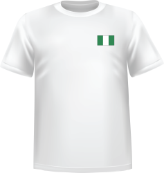 T-Shirt 100% coton blanc ATC avec le drapeau du Nigeria au coeur