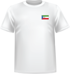 T-Shirt 100% coton blanc ATC avec le drapeau de la Guinée équatorial au coeur