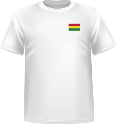 T-Shirt 100% coton blanc ATC avec le drapeau de la Bolivie au coeur