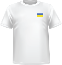 T-Shirt 100% coton blanc ATC avec le drapeau de l'Ukraine au coeur