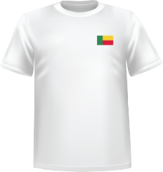 T-Shirt 100% coton blanc ATC avec le drapeau du Bénin au coeur