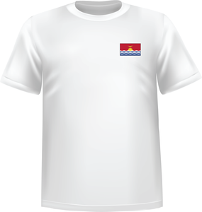 White t-shirt 100% cotton ATC with Kiribati flag at chest - T-shirt Kiribati chest