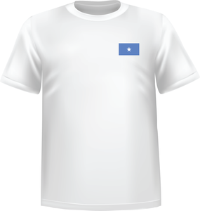 White t-shirt 100% cotton ATC with Somalia flag at chest - T-shirt Somalia chest