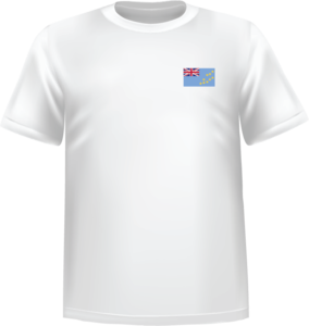 White t-shirt 100% cotton ATC with Tuvalu flag at chest - T-shirt Tuvalu chest