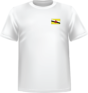 White t-shirt 100% cotton ATC with Brunei flag at chest - T-shirt Brunei chest