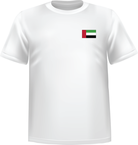 White t-shirt 100% cotton ATC with United Arab Emirates flag at chest - T-shirt United Arab Emirates chest