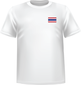 T-Shirt 100% coton blanc ATC avec le drapeau de la Thaïlande au coeur - T-shirt Thaïlande coeur