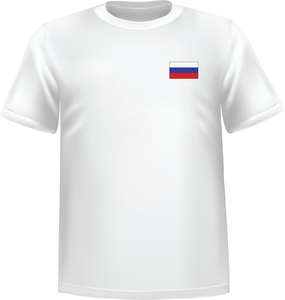 White t-shirt 100% cotton ATC with Russia flag at chest - T-shirt Russia chest