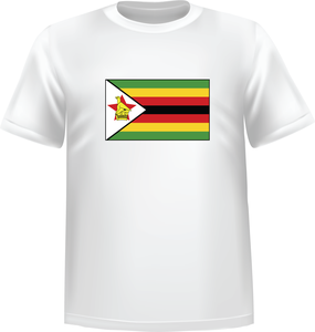 White t-shirt 100% cotton ATC with Zimbabwe flag on front - T-shirt Zimbabwe front