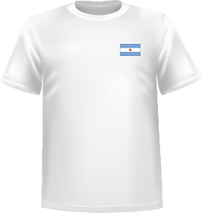 T-Shirt 100% coton blanc ATC avec le drapeau de l'Argentine au coeur - T-shirt Argentine coeur