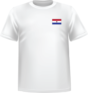 White t-shirt 100% cotton ATC with Paraguay flag at chest - T-shirt Paraguay chest