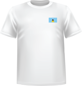 White t-shirt 100% cotton ATC with Saint lucia flag at chest - T-shirt Saint lucia chest