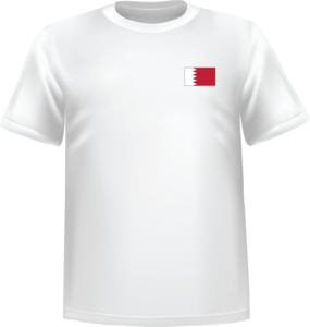 White t-shirt 100% cotton ATC with Bahrain flag at chest - T-shirt Bahrain chest
