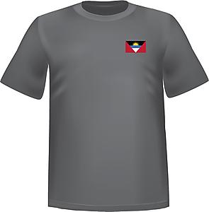 T-Shirt 100% coton gris ATC avec le drapeau de l'Antigua au coeur - T-shirt Antigua coeur