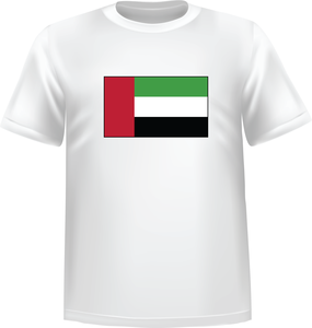 White t-shirt 100% cotton ATC with United arab emirates flag on front - T-shirt United arab emirats chest