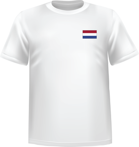 White t-shirt 100% cotton ATC with Netherlands flag at chest - T-shirt Netherlands chest