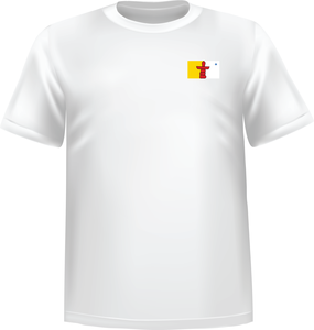 White t-shirt 100% cotton ATC with Nunavut flag at chest - T-shirt Nunavut chest
