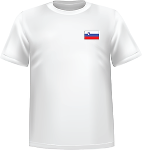 White t-shirt 100% cotton ATC with Slovenia flag at chest - T-shirt Slovenia chest