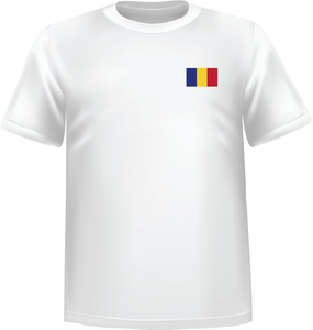 T-Shirt 100% coton blanc ATC avec le drapeau de Roumanie au coeur - T-shirt Roumanie coeur