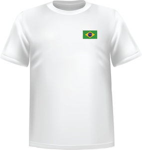 White t-shirt 100% cotton ATC with Brazil flag at chest - T-shirt Brazil chest