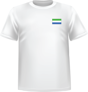 White t-shirt 100% cotton ATC with Sierra leone flag at chest - T-shirt Sierra leone chest