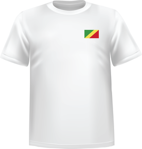 T-Shirt 100% coton blanc ATC avec le drapeau du congo au coeur - T-shirt Congo coeur
