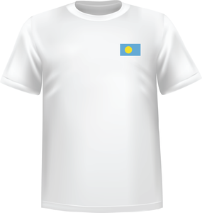 White t-shirt 100% cotton ATC with Palau flag at chest - T-shirt Palau chest