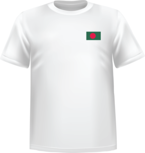 White t-shirt 100% cotton ATC with Bangladesh flag at chest - T-shirt Bangladesh chest