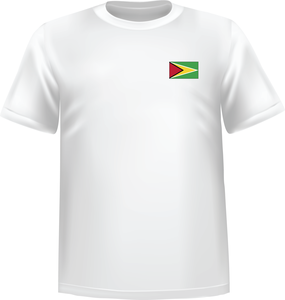 T-Shirt 100% coton blanc ATC avec le drapeau du Guyana au coeur - T-shirt Guyana coeur