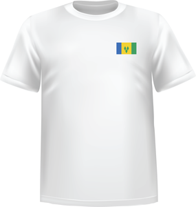 T-Shirt 100% coton blanc ATC avec le drapeau de Saint vincent au coeur - T-shirt Saint vincent coeur